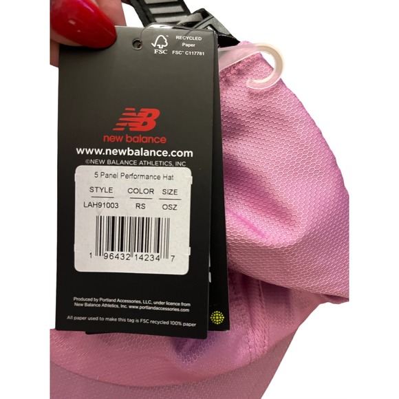 NEW New Balance Women's 5 Panel‎ Performance Hat Running Reflective Raspberry - Picture 6 of 8